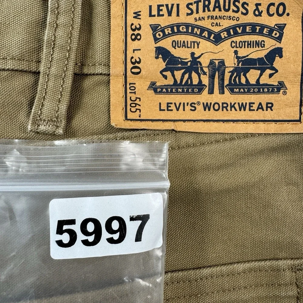 Levis 565 Workwear Brown Canvas Double Knee Mens Jeans 38x30 Straight Leg